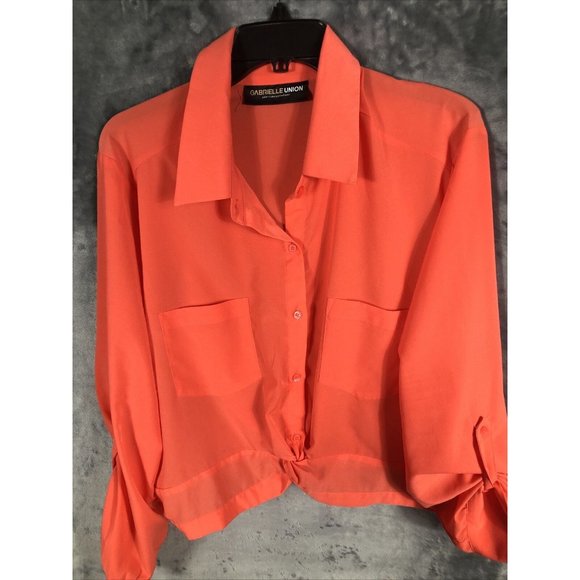 Gabrielle Union New York Company Women’s Shirt Orange Blouse Adult X Large - Picture 2 of 11